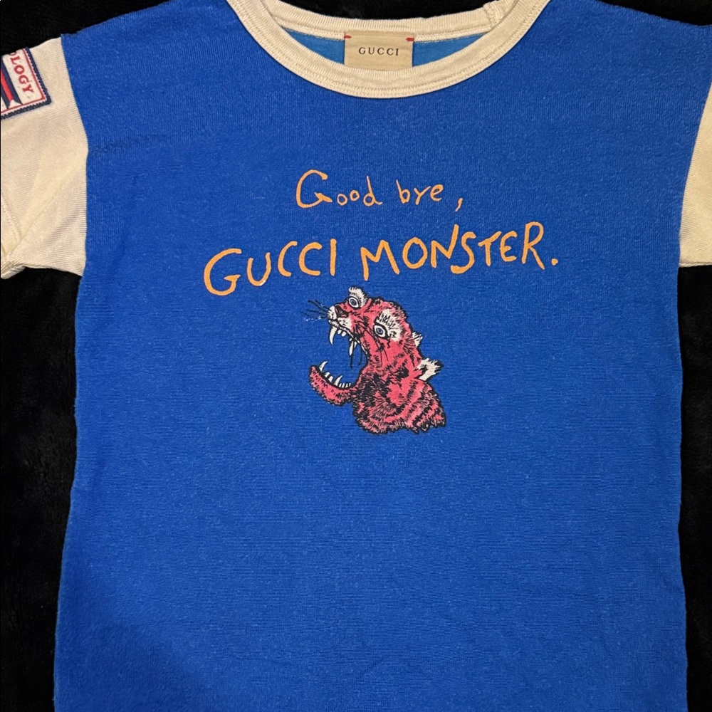 Gucci Kids Blue and Cream Monster Tee